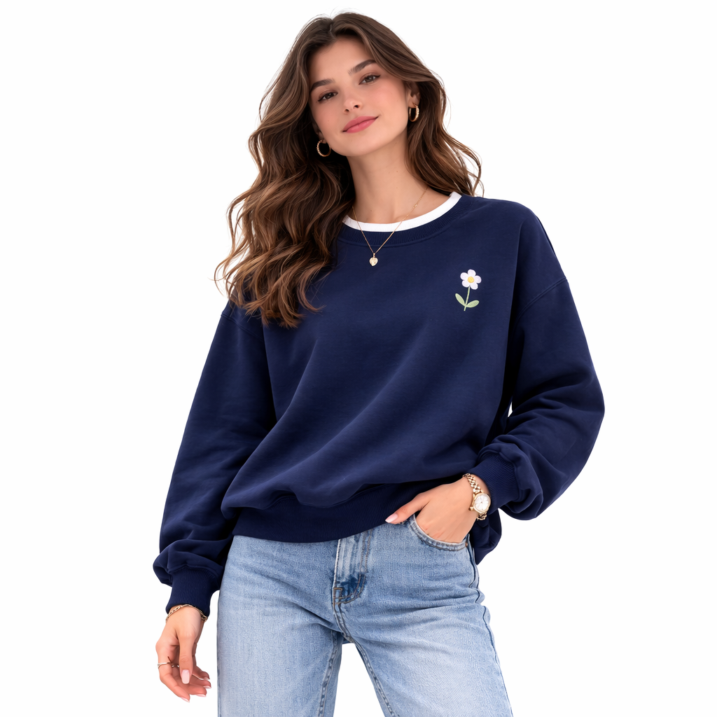 Women's floral embroidered crewneck sweatshirt