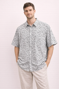  Men's printed casual short sleeve shirt
