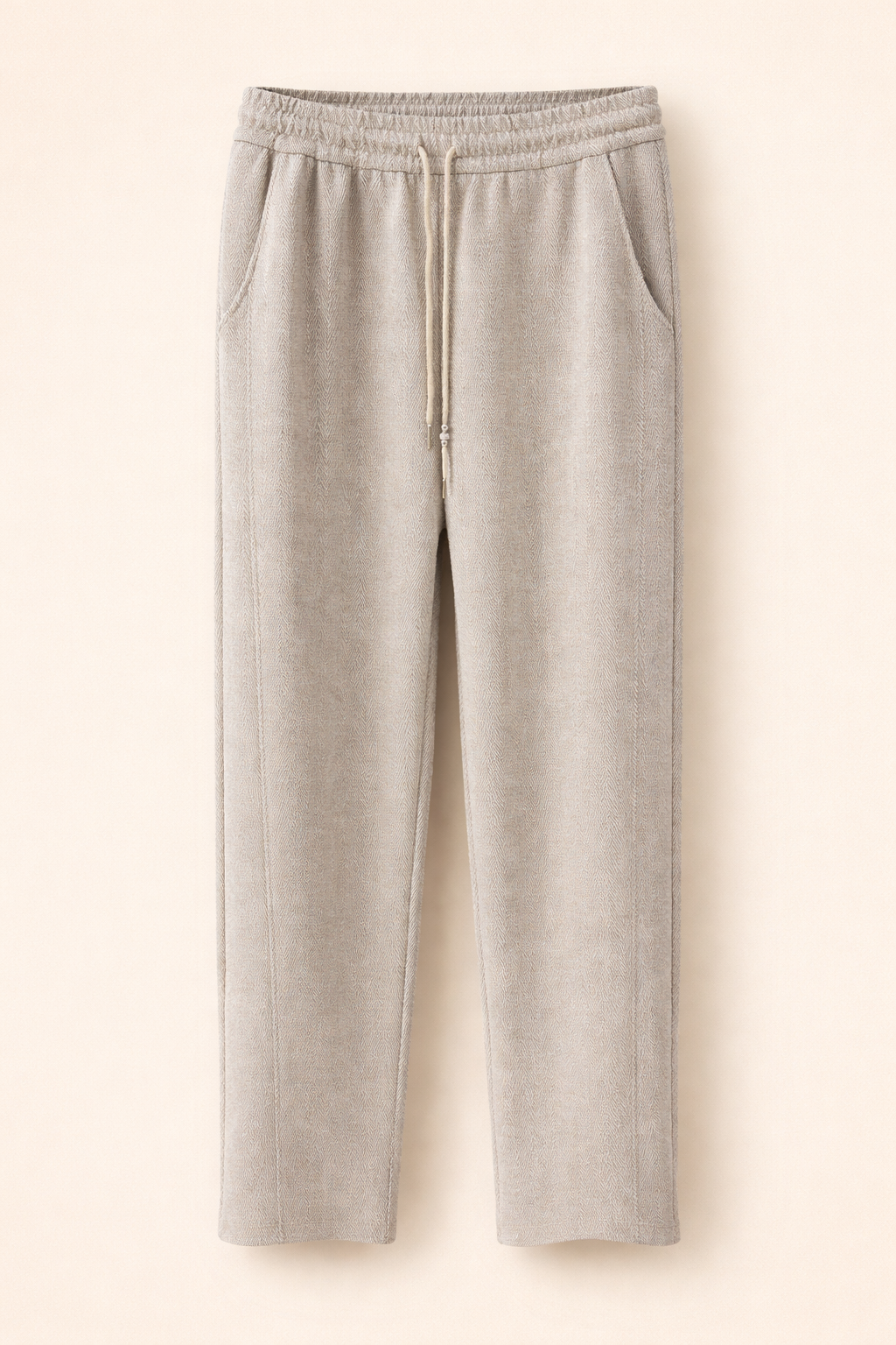 Women's relaxed fit drawstring wide-leg light gray pants
