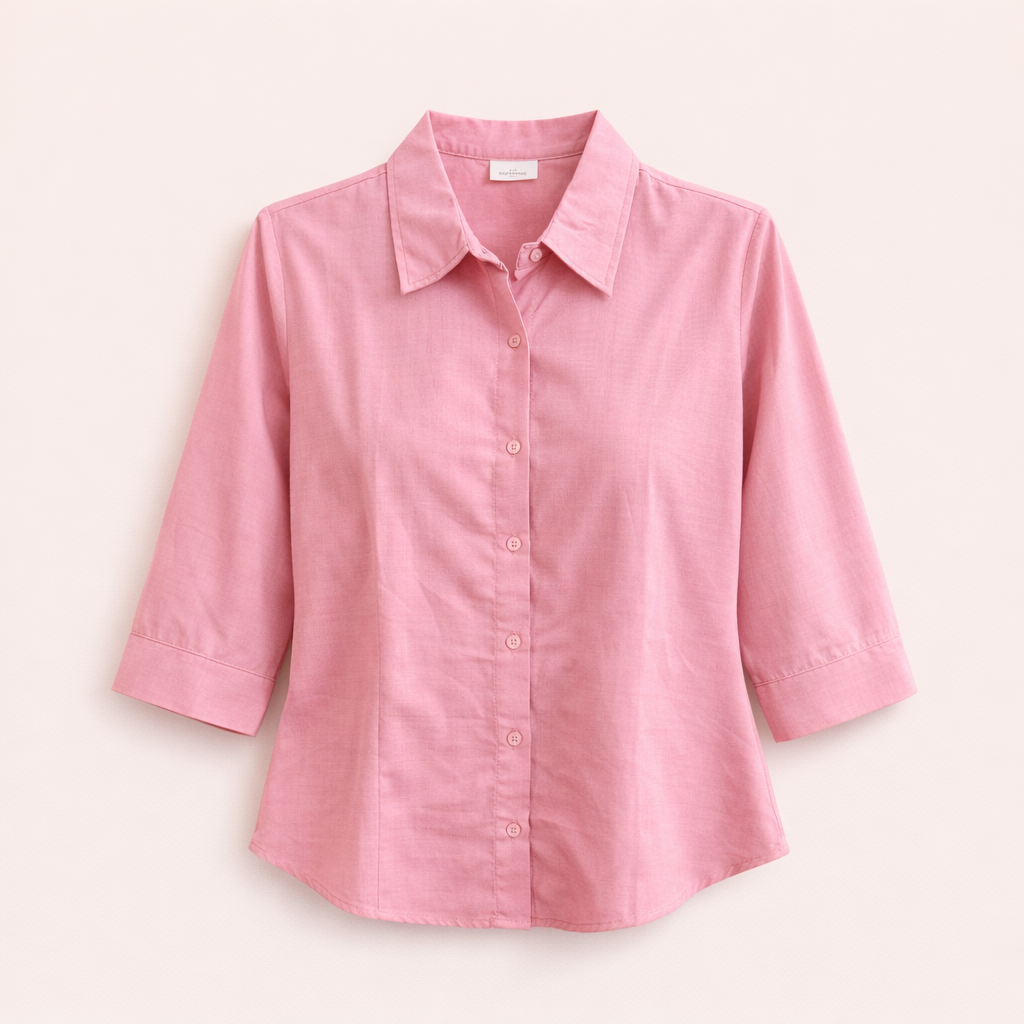 Women's cotton rayon button-up shirt front view
