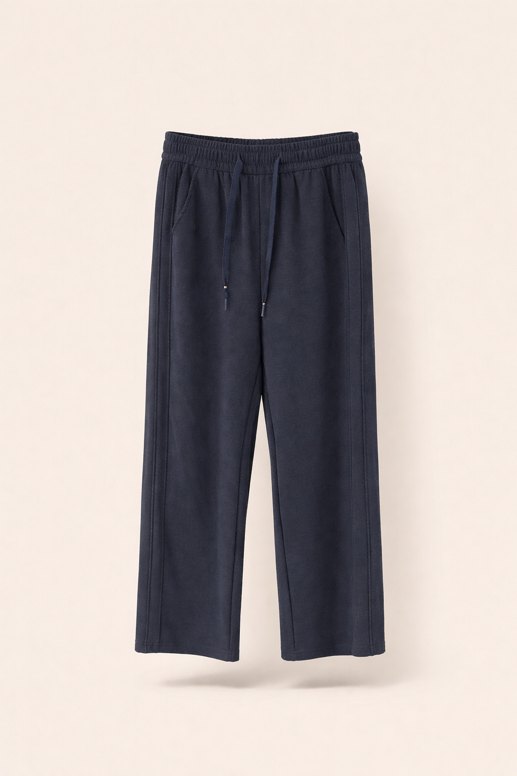 Women's relaxed fit drawstring wide-leg navy blue pants

