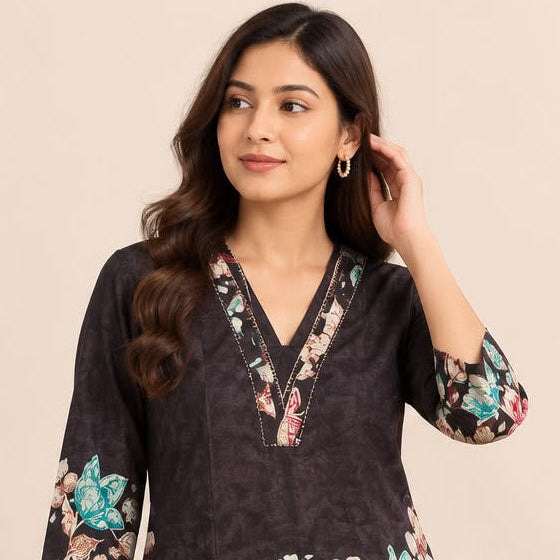 Midnight Bloom Printed Co-Ord Set for Women
