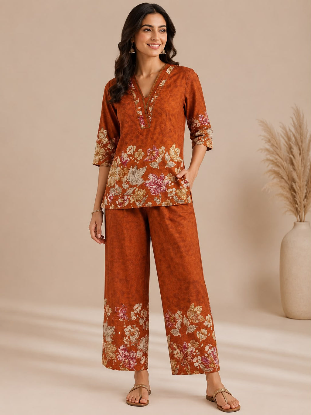 Midnight Bloom Printed Co-Ord Set for Women