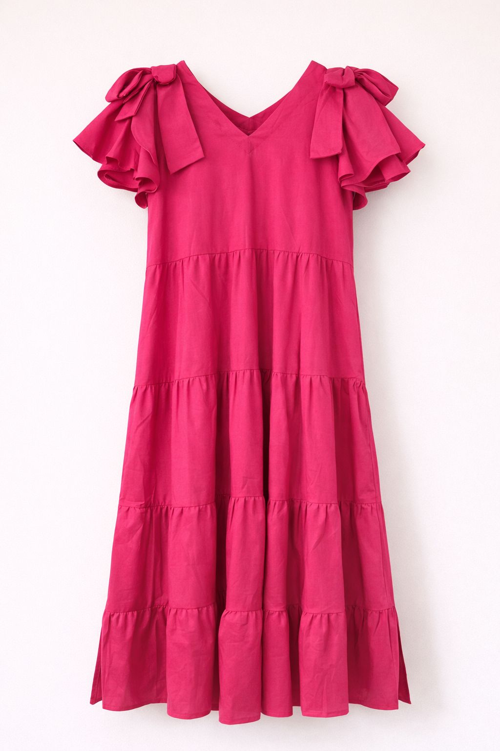 Girls ruffle sleeve tie-neck tiered  black dress
