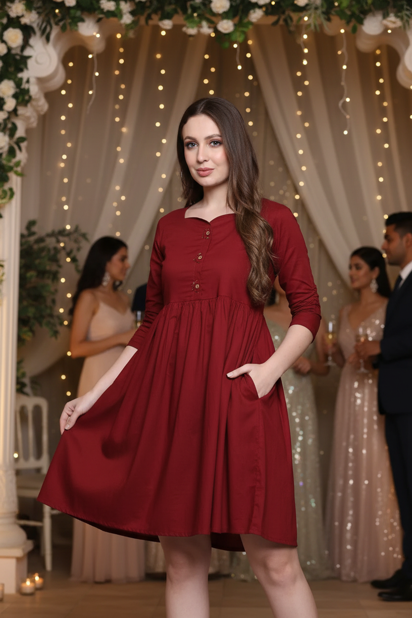 Maroon Dress - Fabric Party